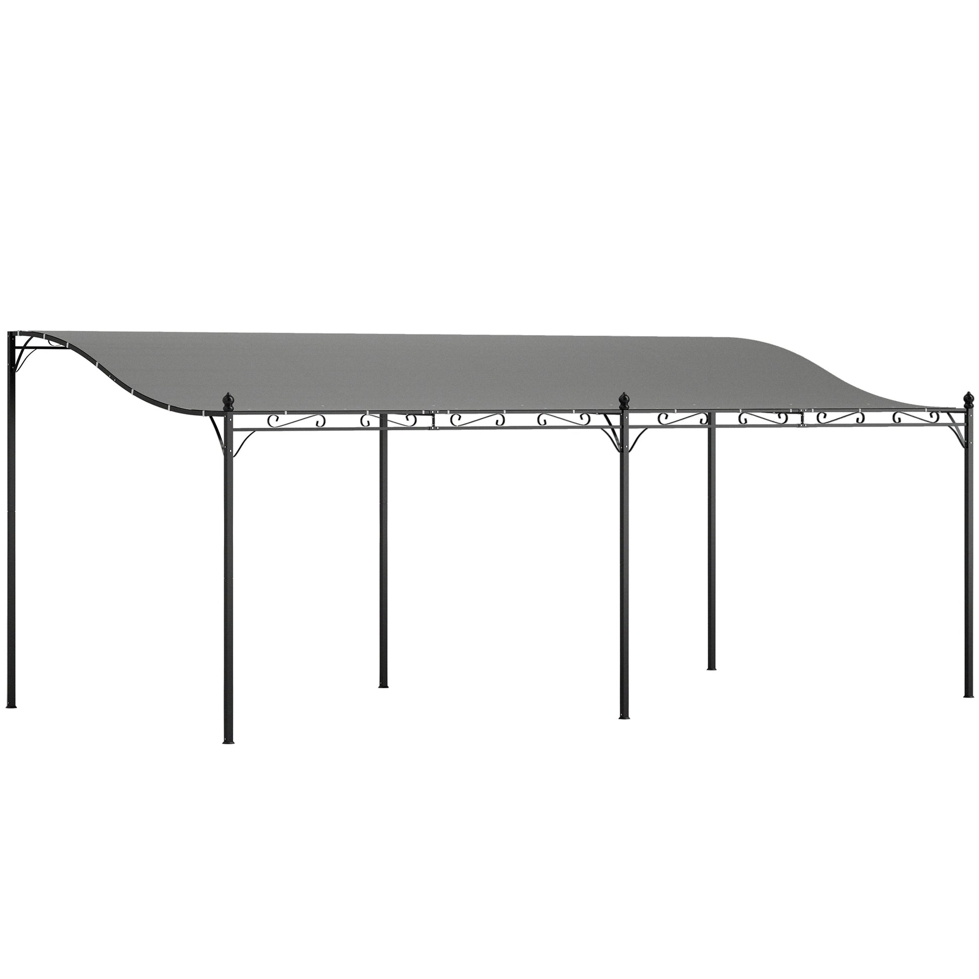 Outsunny Pérgola De Pared 3x6 M Con Techo Inclinado Estructura Metálica Gris_0