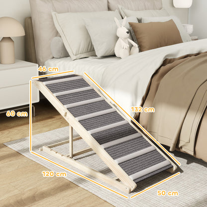 Pawhut Rampa Para Perros De Madera Plegable Altura Ajustable 41-60 Cm 120x50 Cm_2