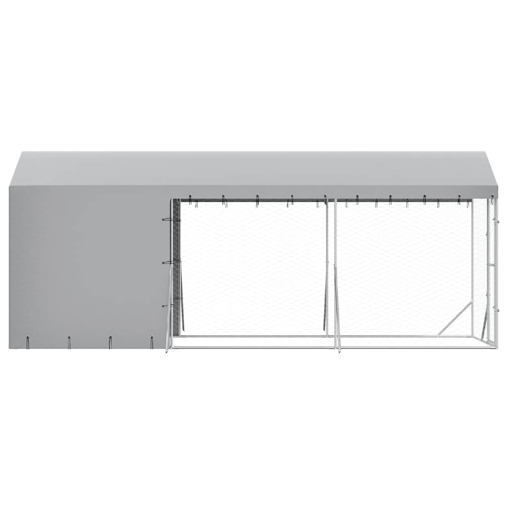 Perrera De Exterior Con Toldo Acero Galvanizado Plata 2x6x2,5 M_5