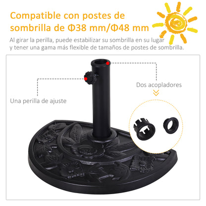 Outsunny Base De Sombrilla Peso 9 Kg En Forma De Semicírculo 50x31x32 Cm Negro_5
