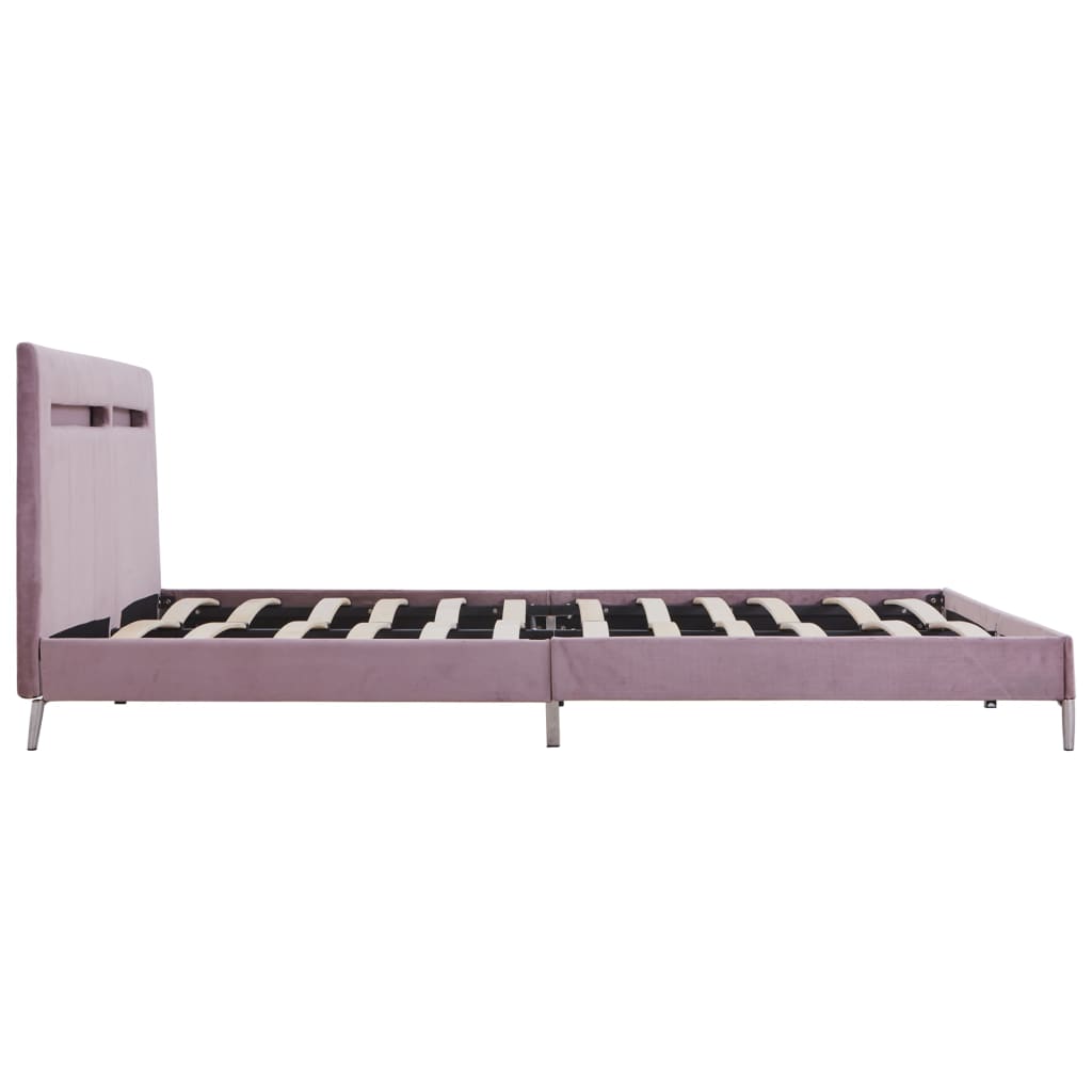 Estructura De Cama Con Led Sin Colchón Tela Rosa 180x200 Cm / Vetonek_1