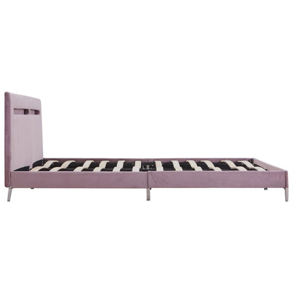 Estructura De Cama Con Led Sin Colchón Tela Rosa 180x200 Cm / Vetonek_1