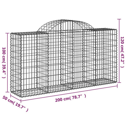 Cestas De Gaviones 7 Uds Forma De Arco Hierro 200x50x100/120 Cm_5