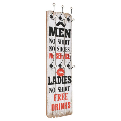 Perchero De Pared Men Ladies Con 6 Ganchos 120x40 Cm_1