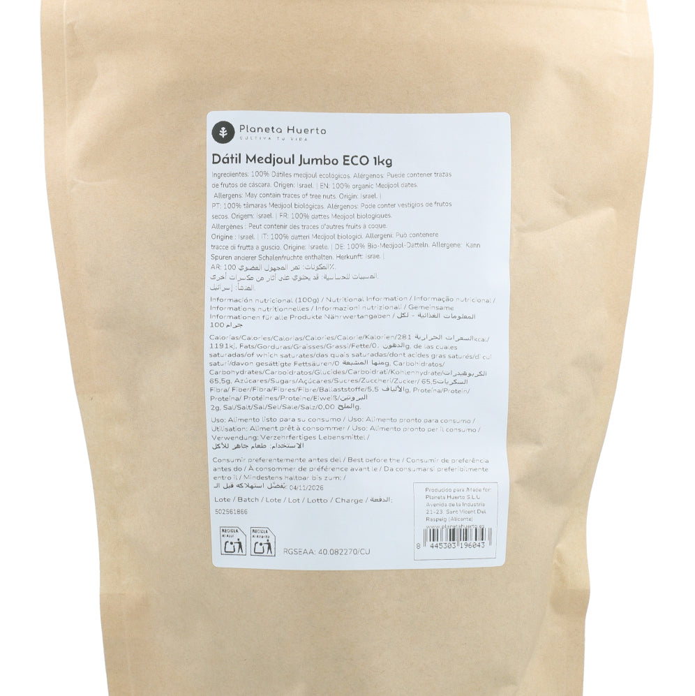 Dátil medjoul jumbo ECO Planeta Huerto 1 kg