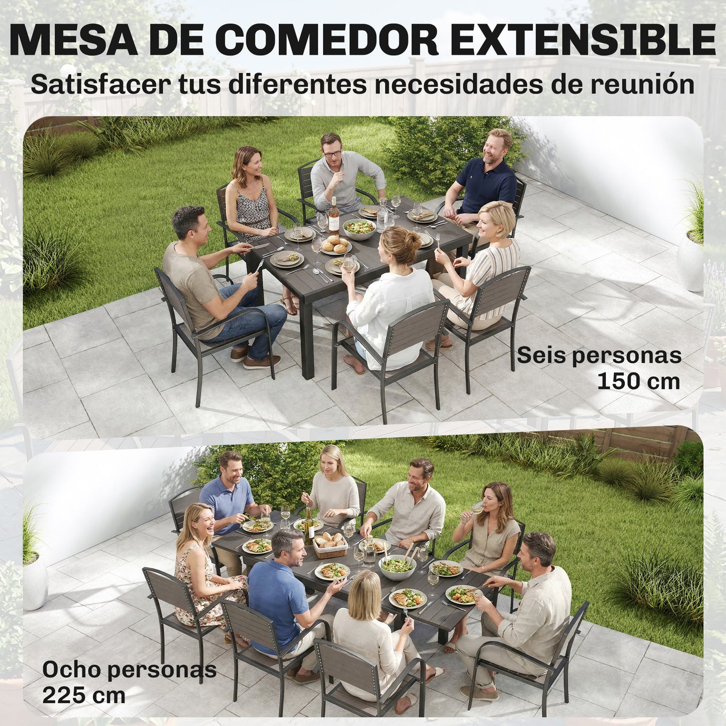Outsunny Conjunto De Mesa Y Sillas Jardín De 9 Piezas_3