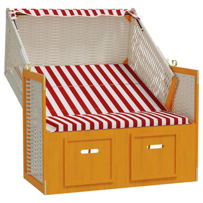 Silla Playa Strandkorb Dosel Ratán Sintético Madera Rojo Blanco_2