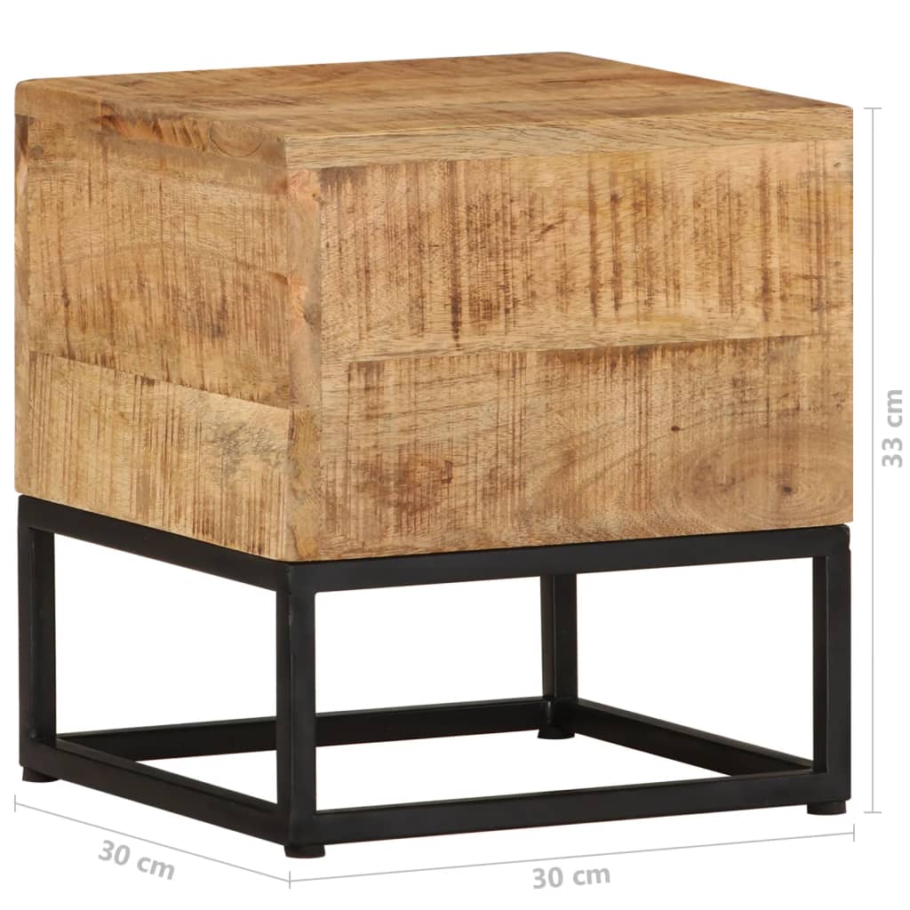 Mesa Auxiliar De Madera De Mango Rugosa 30x30x33 Cm_3