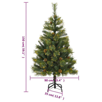 Vidaxl Árbol De Navidad Artificial Con Bisagras 150 Led Y Bolas 150 Cm_2