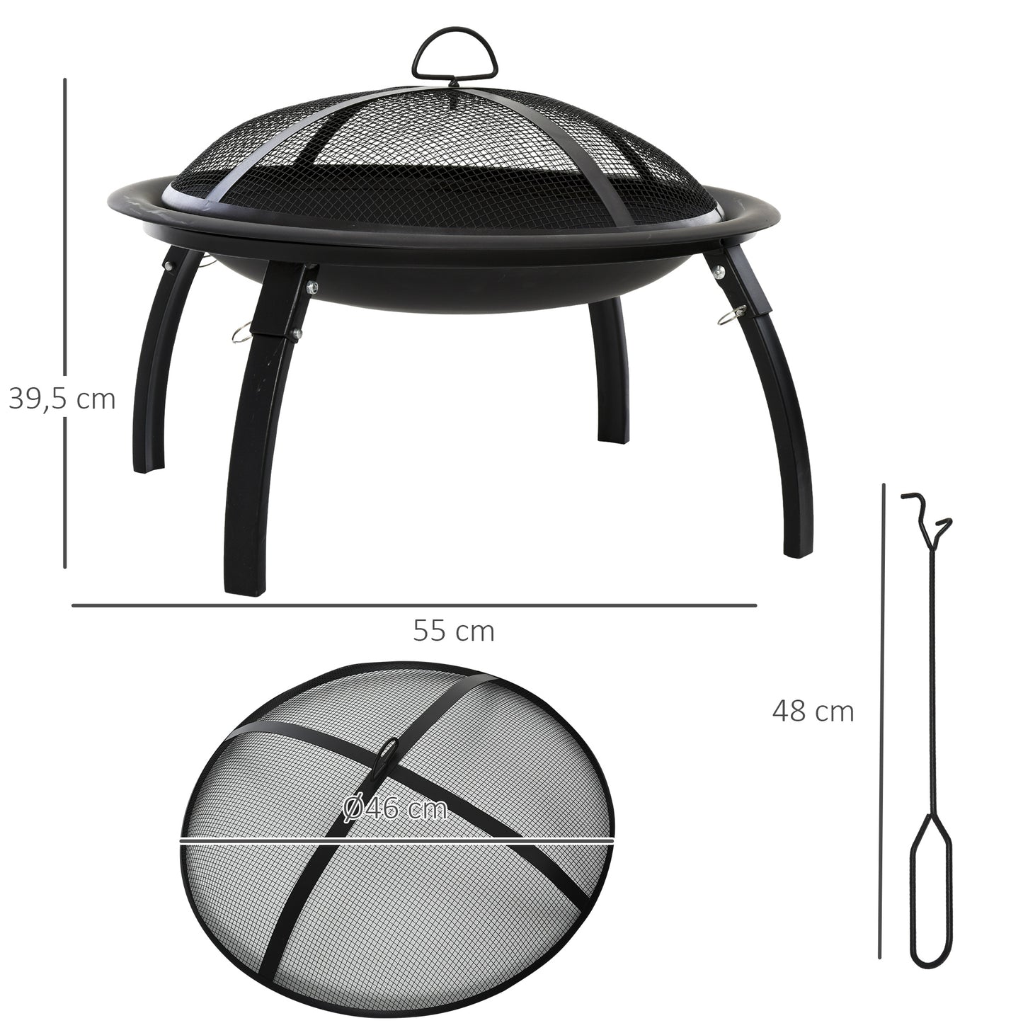 Outsunny Brasero Exterior Para Calefacción Barbacoa Terraza Patio Jardín Ø55 Cm_2