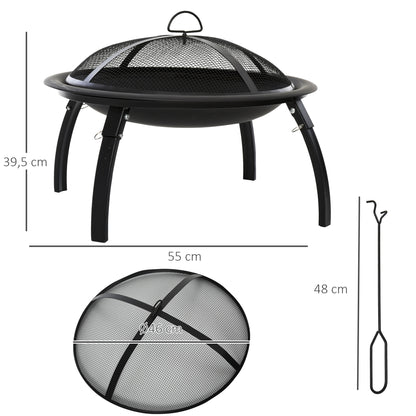 Outsunny Brasero Exterior Para Calefacción Barbacoa Terraza Patio Jardín Ø55 Cm_2