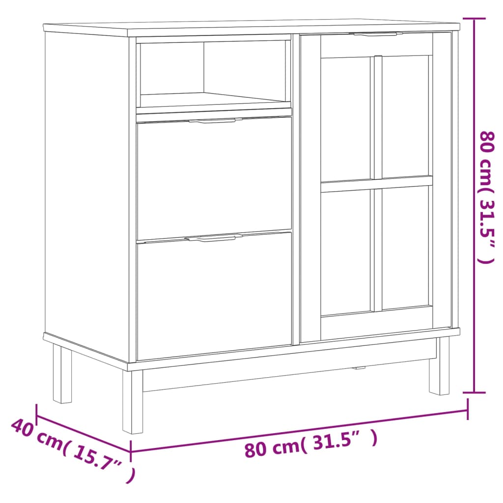 Aparador Con Puerta De Vidrio Flam Madera De Pino 80x40x80 Cm / Vetonek_2