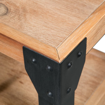 Mesita De Noche De Madera Maciza Acacia Y Acero 40x30x54 Cm_2