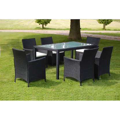 Vidaxl Set Comedor De Jardín 7 Piezas Y Cojines Ratán Sintético Negro_1