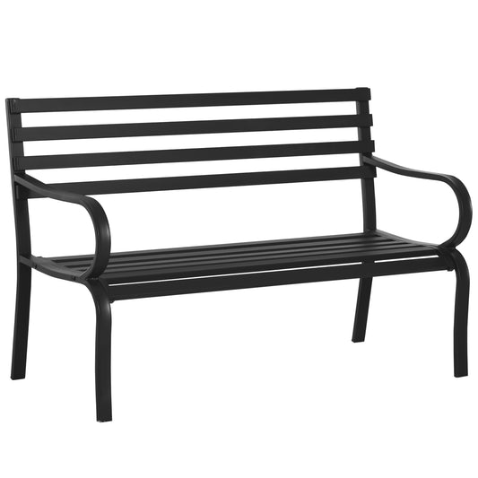 Outsunny Banco De Jardín De Metal De 2 Plazas 127x58x82 Cm Negro_0
