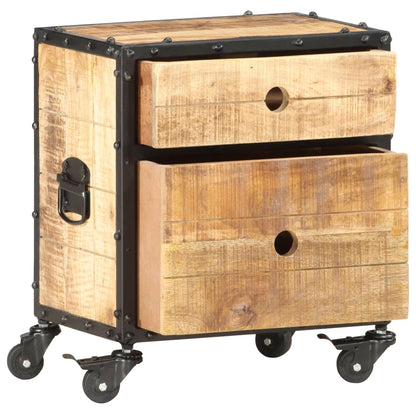 Mesita De Noche De Madera De Mango Rugosa 40x30x50 Cm_4