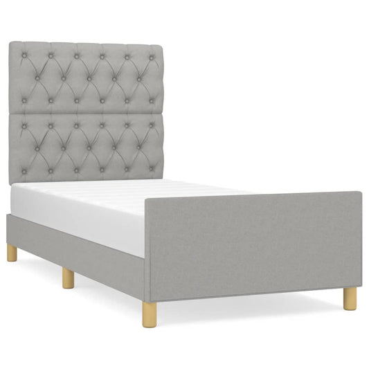 Estructura De Cama Con Cabecero De Tela Gris Claro 80x200 Cm / Vetonek_0