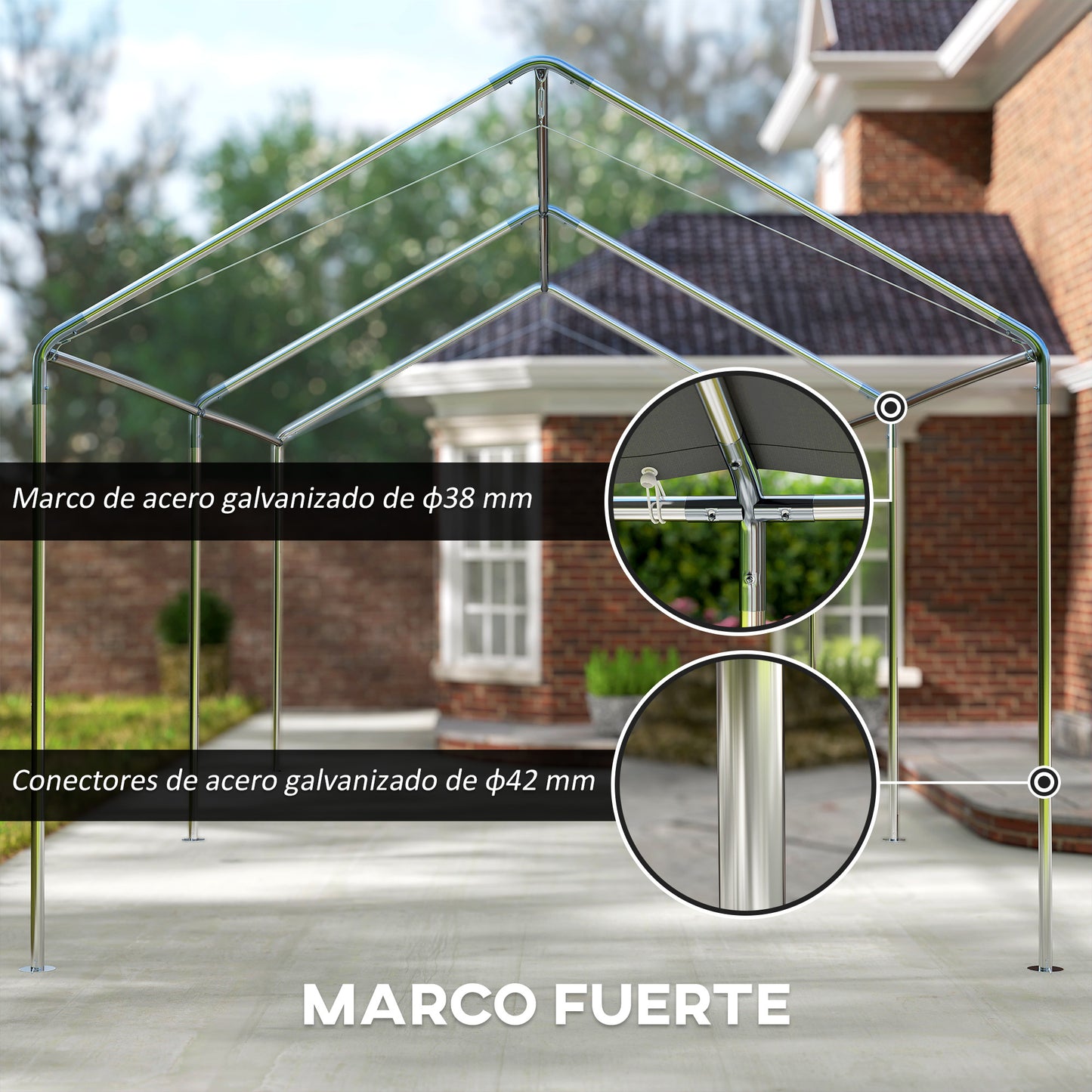 Outsunny Carpa Garaje Para Coche 3x6 M_4