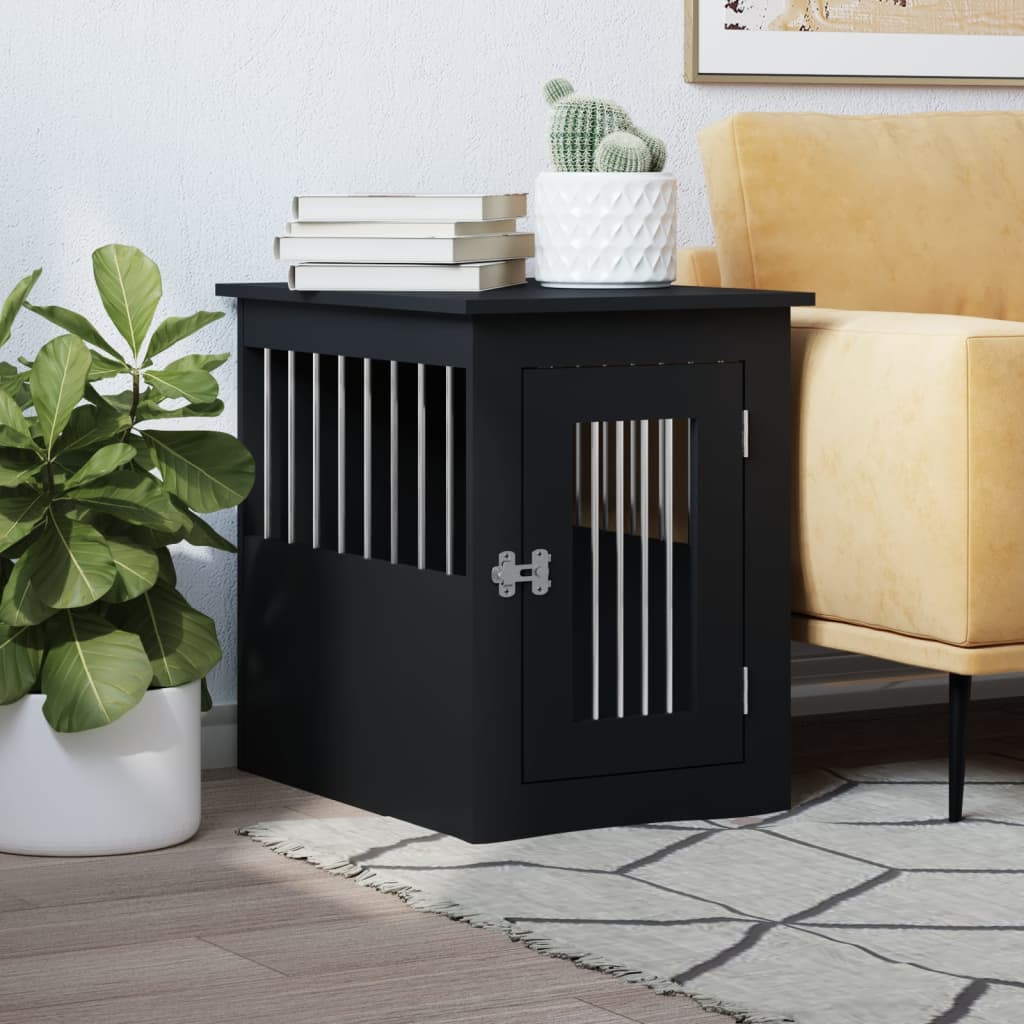 Jaula Para Perros Madera De Ingeniería Negro 45x62x59 Cm_1