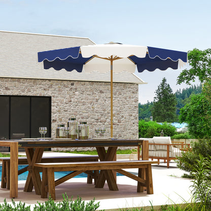 Outsunny Sombrilla Terraza Exterior Ø267 Cm Con Ángulo Inclinable Azul Y Blanco_1