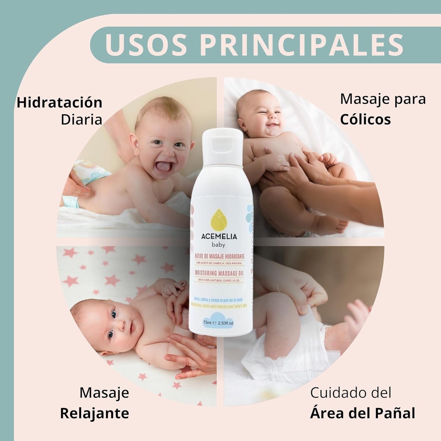 Aceite De Masaje Hidratante Para Bebés: barriguita y culito (zona pañal)_2