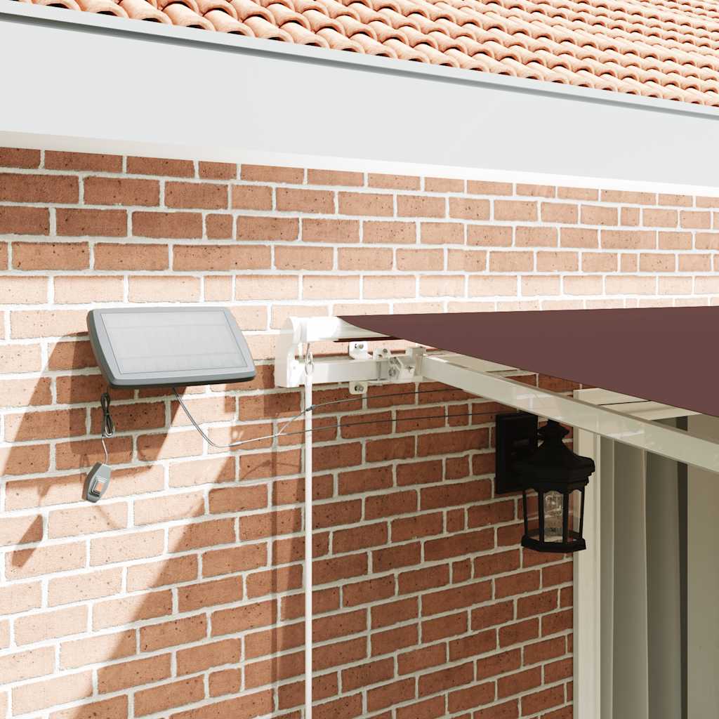 Toldo Retráctil Manual Con Luz Led Marrón 450x300 Cm_3