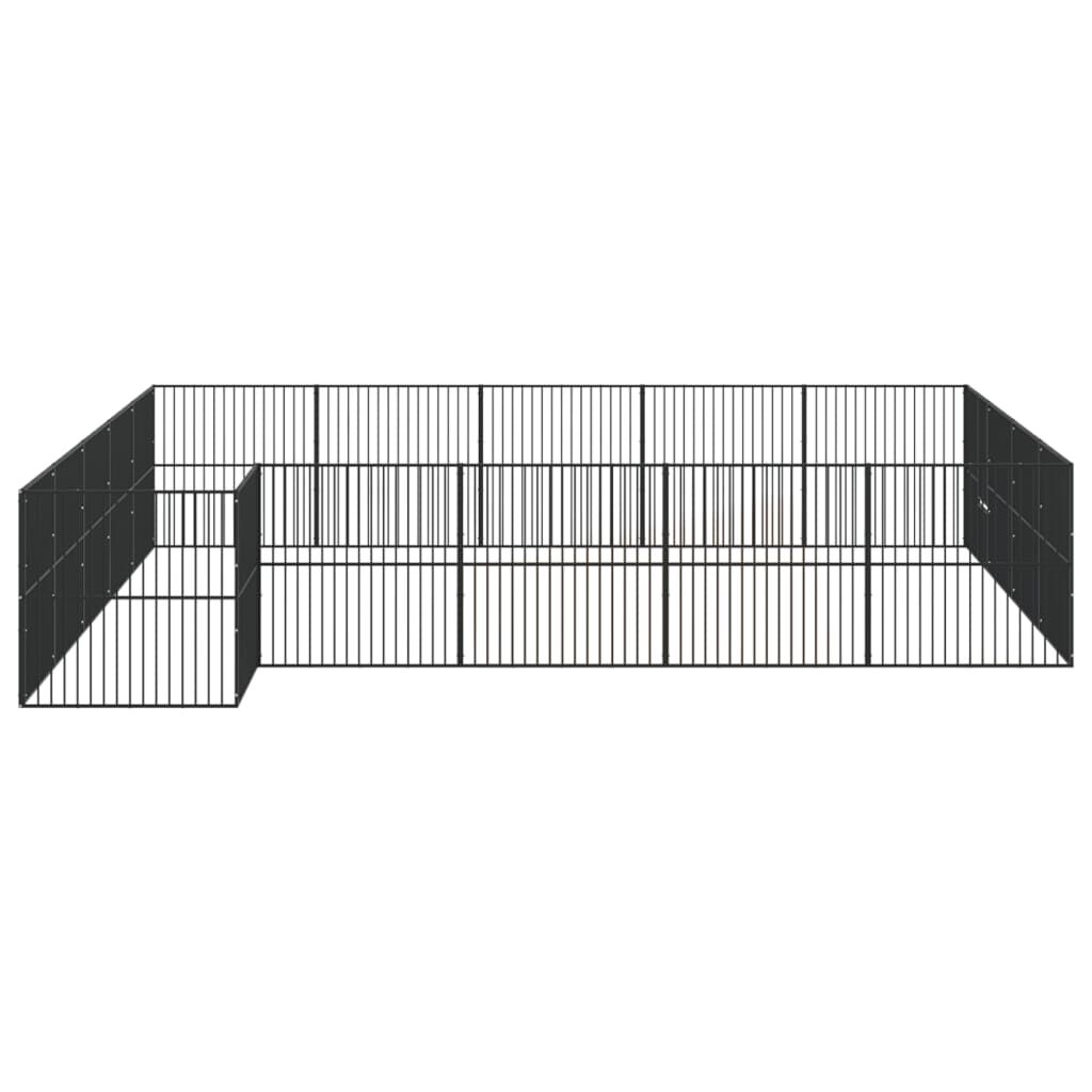 Vidaxl Corralito Para Perros Con 20 Paneles Acero Galvanizado Negro_4