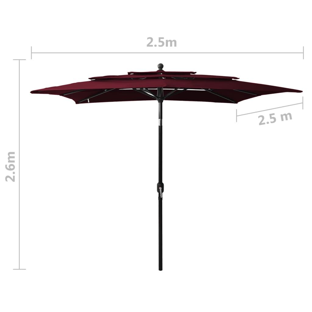 Vidaxl Sombrilla Jardín 3 Niveles Palo De Aluminio Burdeos 2,5x2,5 M_2