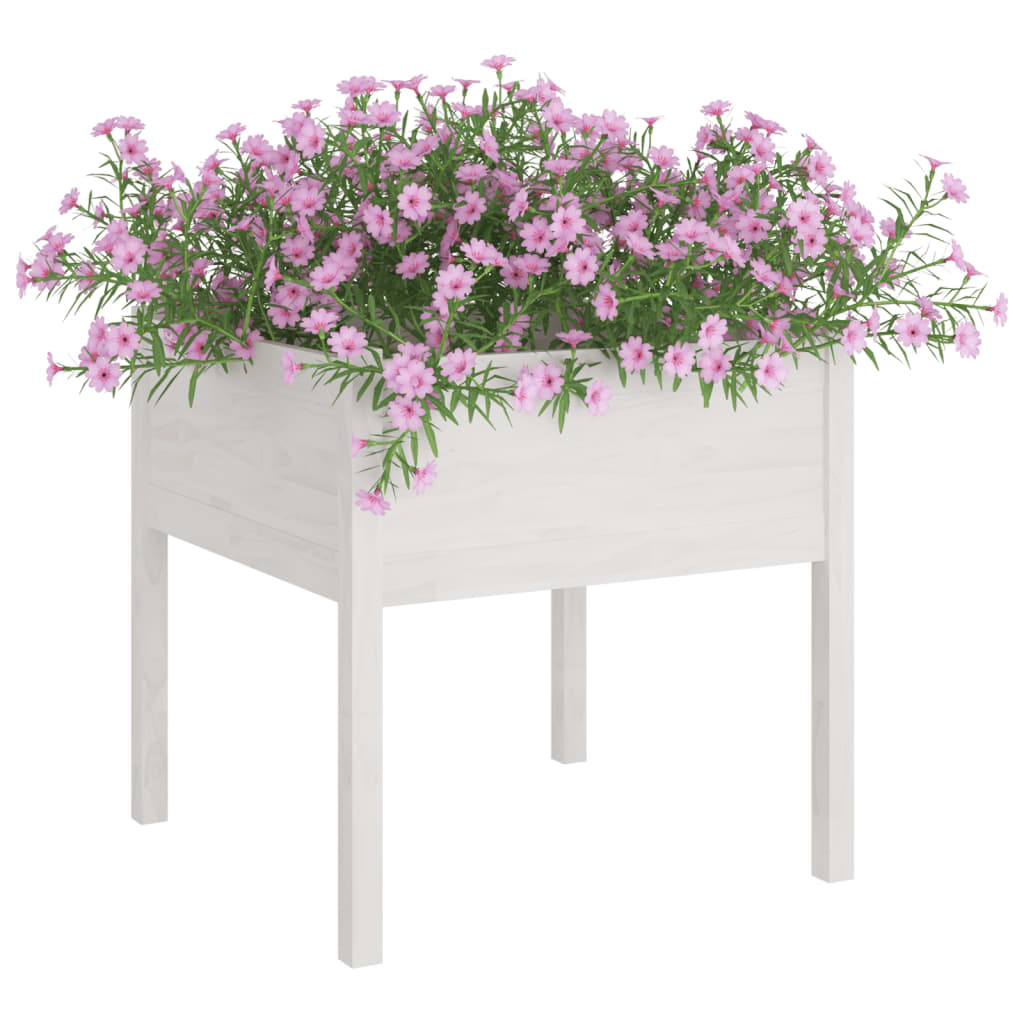 Jardinera De Madera Maciza De Pino Blanca 70x70x70 Cm_2