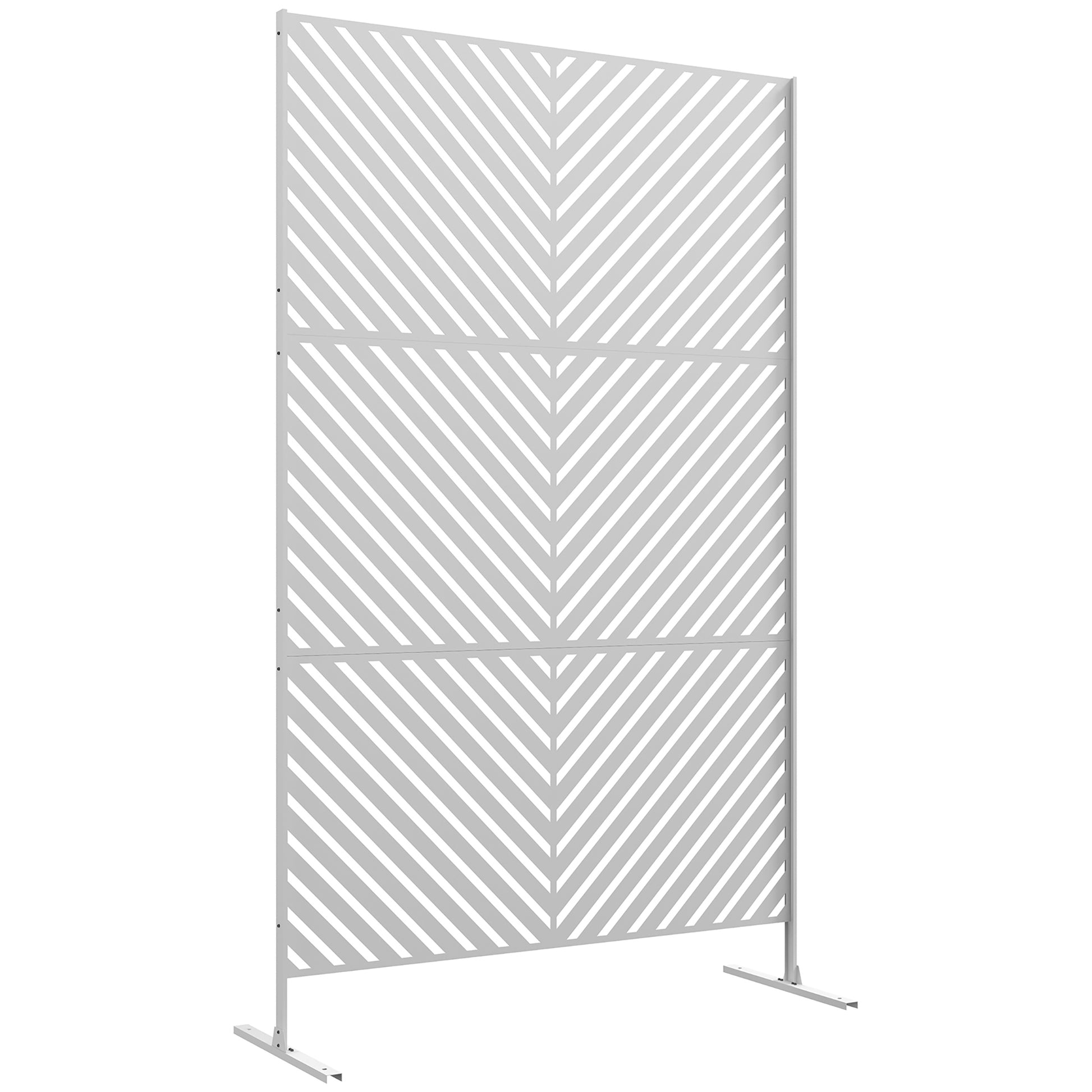 Outsunny Biombo Exterior Con Patrón De Triángulo Invertido 122x45x198 Cm Blanco_0