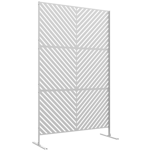 Outsunny Biombo Exterior Con Patrón De Triángulo Invertido 122x45x198 Cm Blanco_0