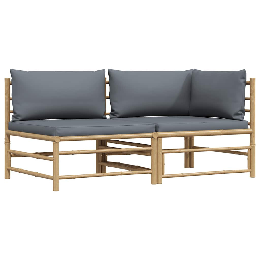 Vidaxl Set De Muebles De Jardín 2 Piezas Bambú Y Cojines Gris Oscuro_0