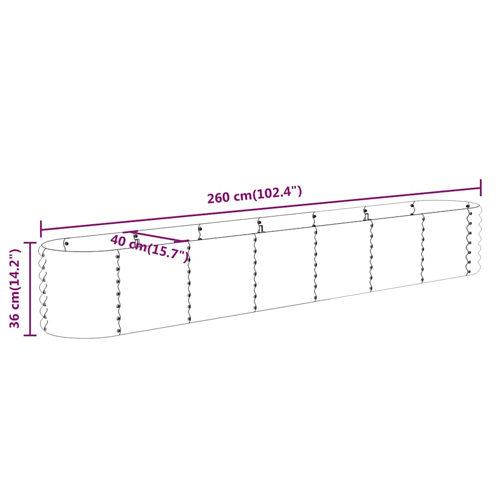 Jardinera Arriate Acero Galvanizado Antracita 260x40x36 Cm_5