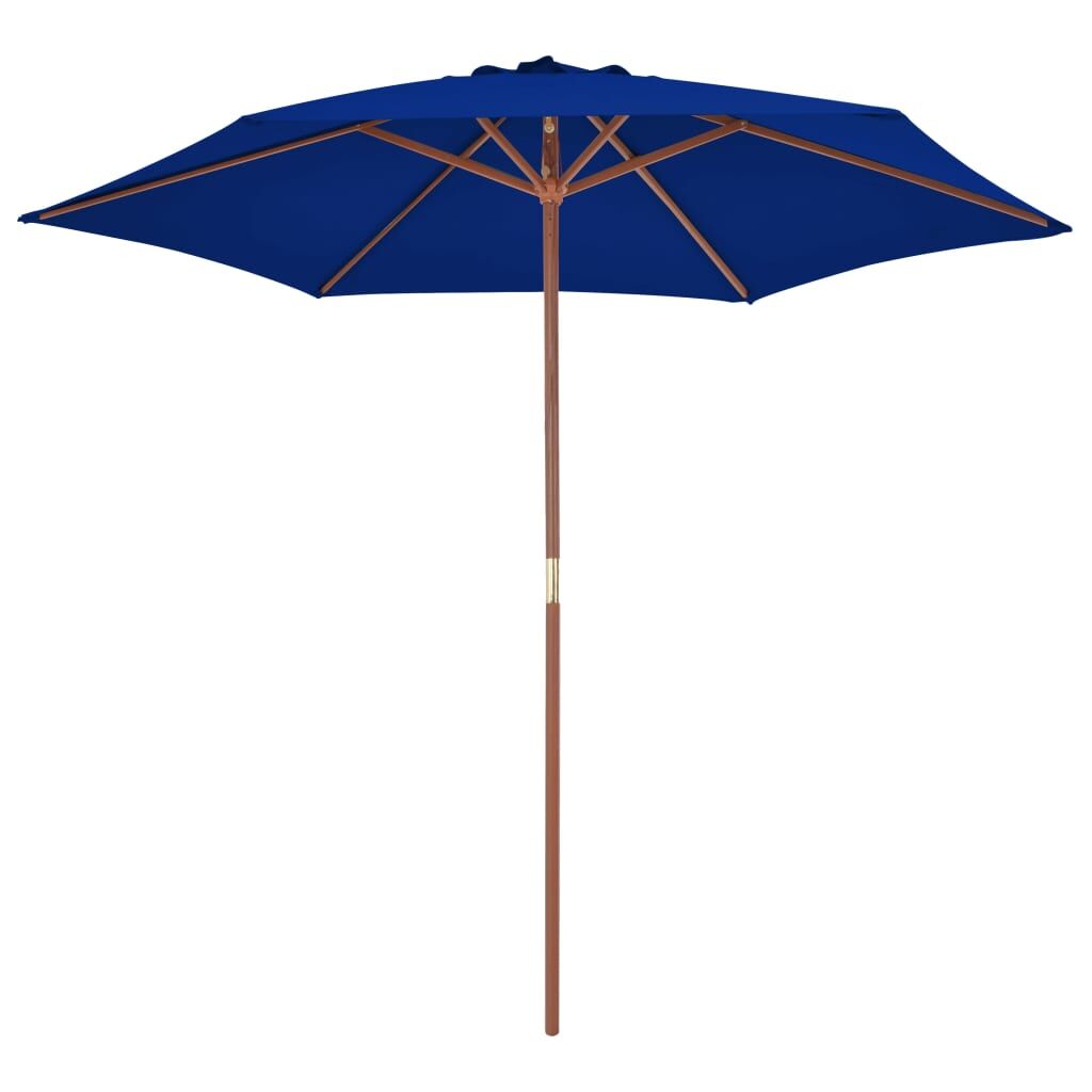 Vidaxl Sombrilla De Jardín Con Palo De Madera Azul 270 Cm_1