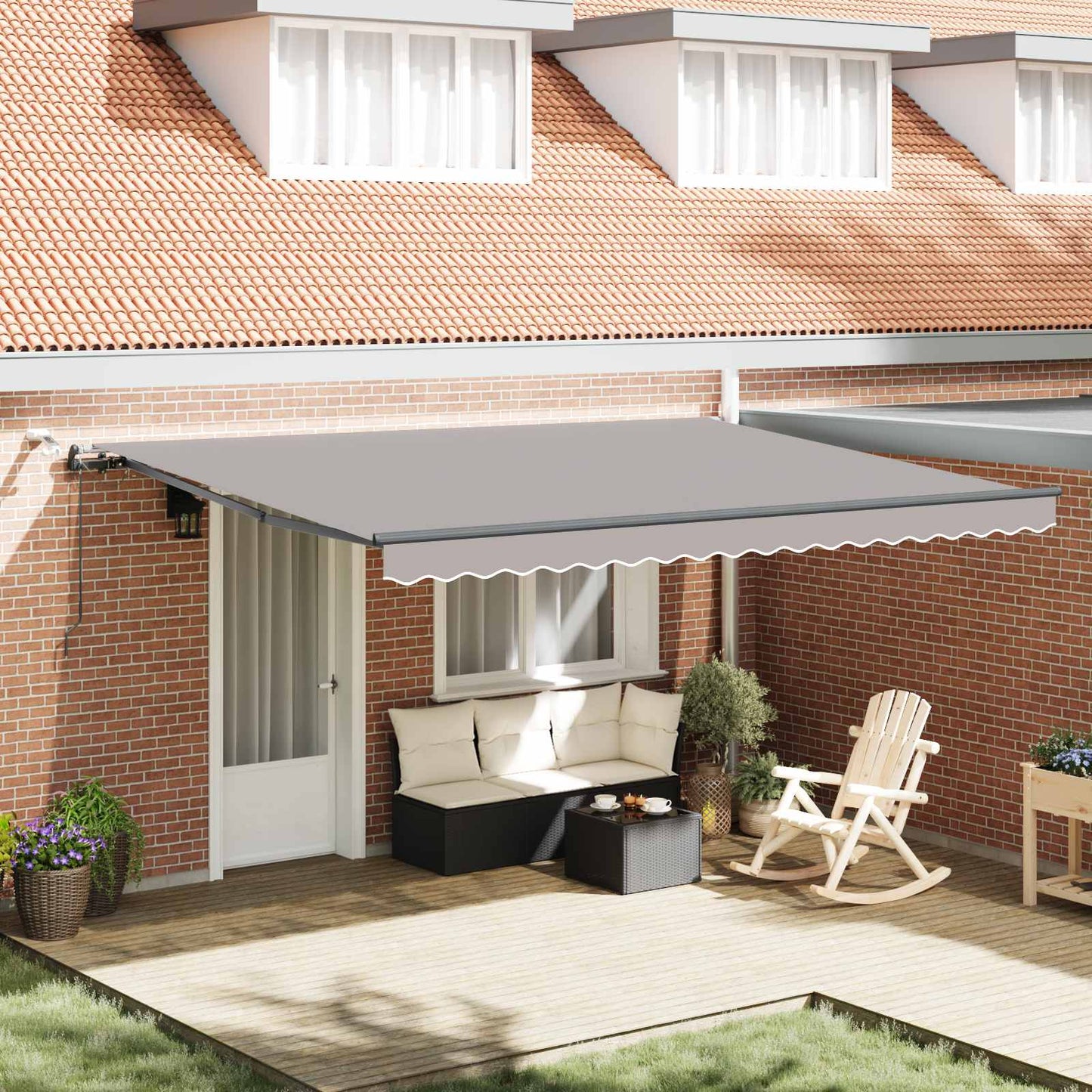 Toldo Retráctil Gris Claro 450 X 300 Cm Poliéster_1