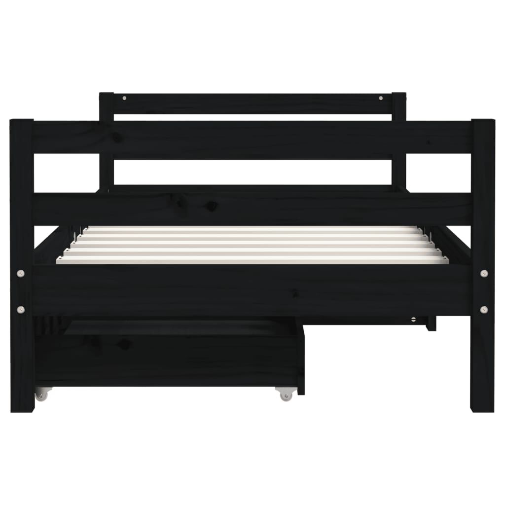 Vidaxl Estructura Cama Infantil Y Cajones Madera Pino Negro 80x160 Cm_4