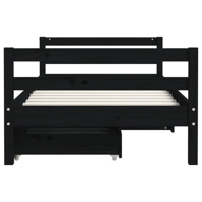 Vidaxl Estructura Cama Infantil Y Cajones Madera Pino Negro 80x160 Cm_4