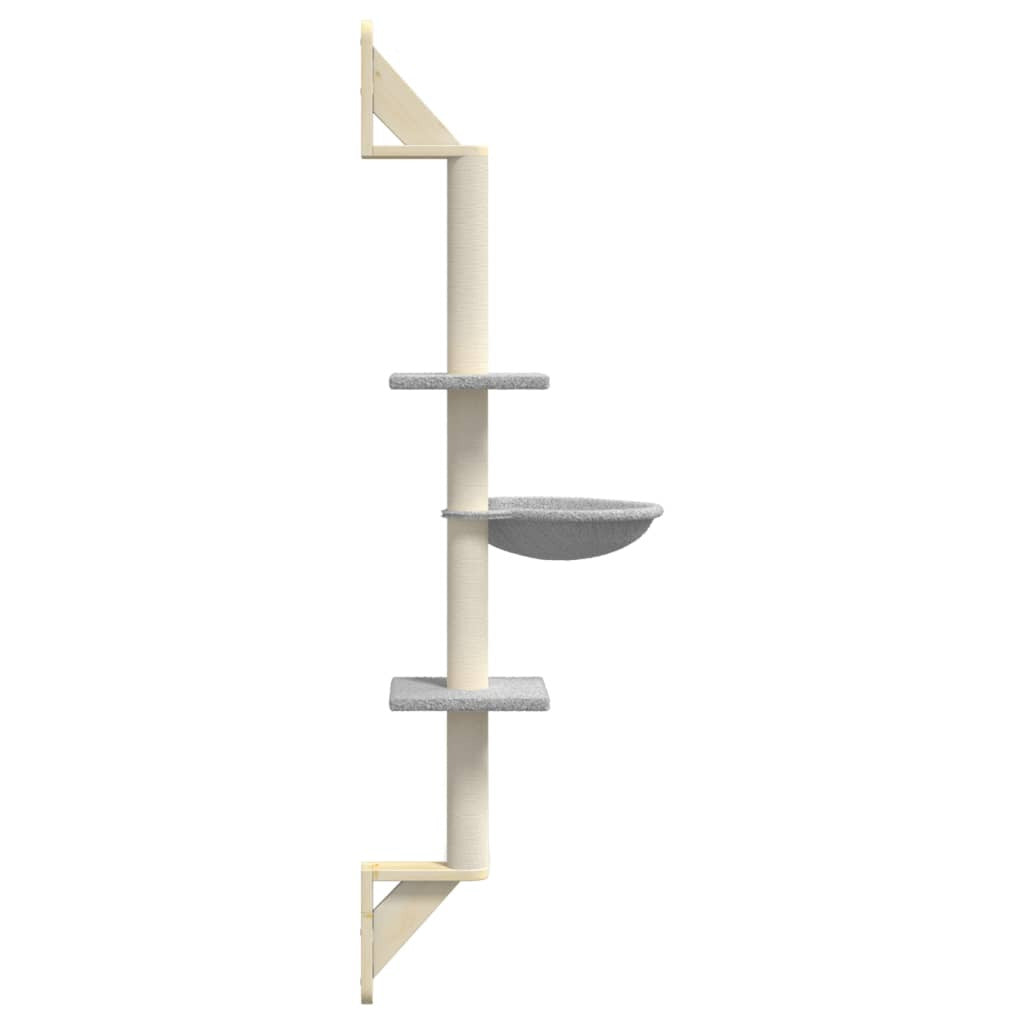 Vidaxl Árbol Rascador Para Gatos De Pared Gris Claro 142,5 Cm_4