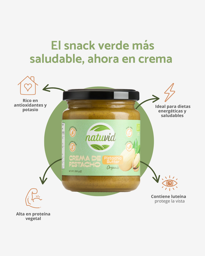 Crema de Pistacho BIO Natuvid (250g) 100% Natural – Sin Azúcar Añadido, Sin Gluten, Sin Lactosa y Vegana_2