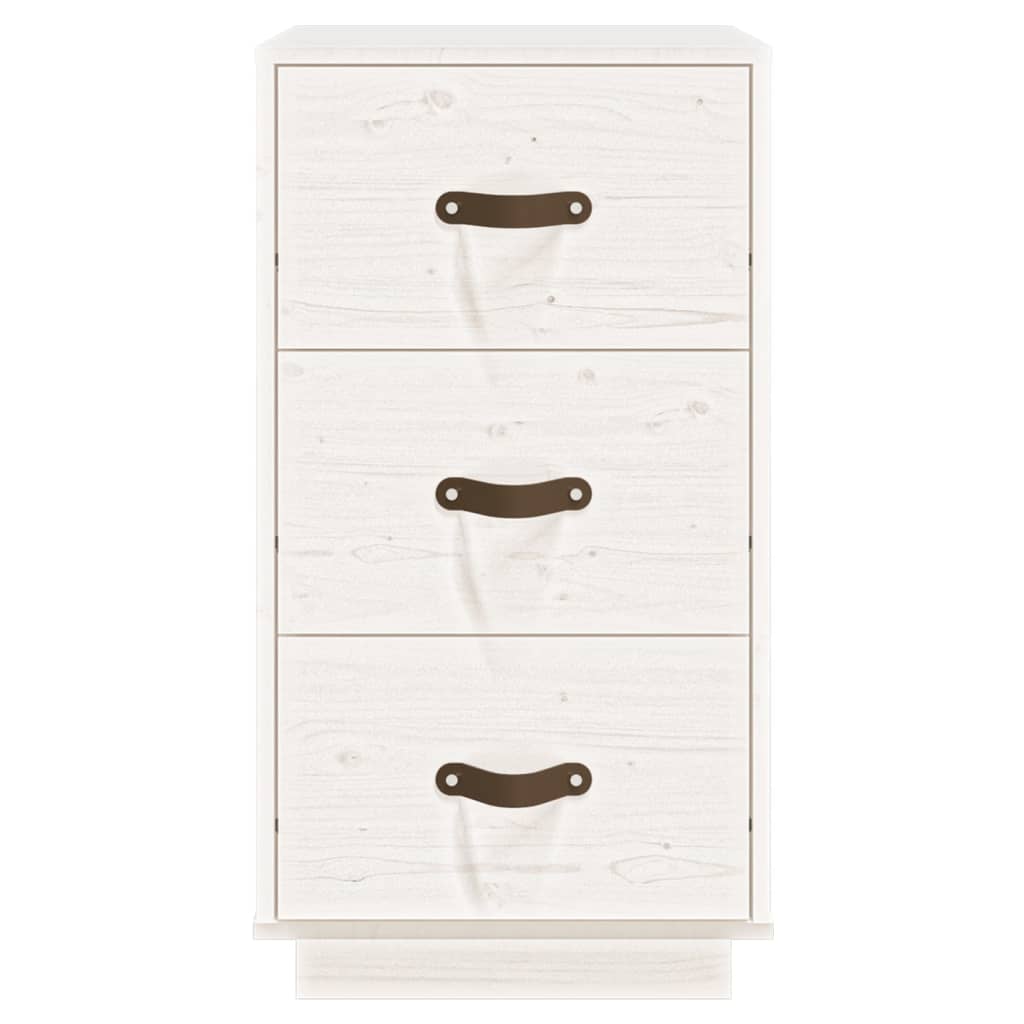 Mesita De Noche Madera Maciza De Pino Blanco 40x40x75 Cm_3