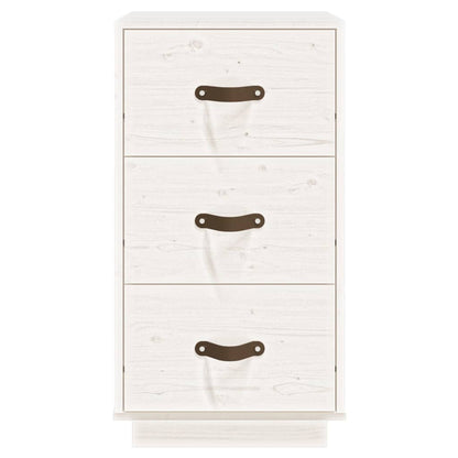 Mesita De Noche Madera Maciza De Pino Blanco 40x40x75 Cm_3