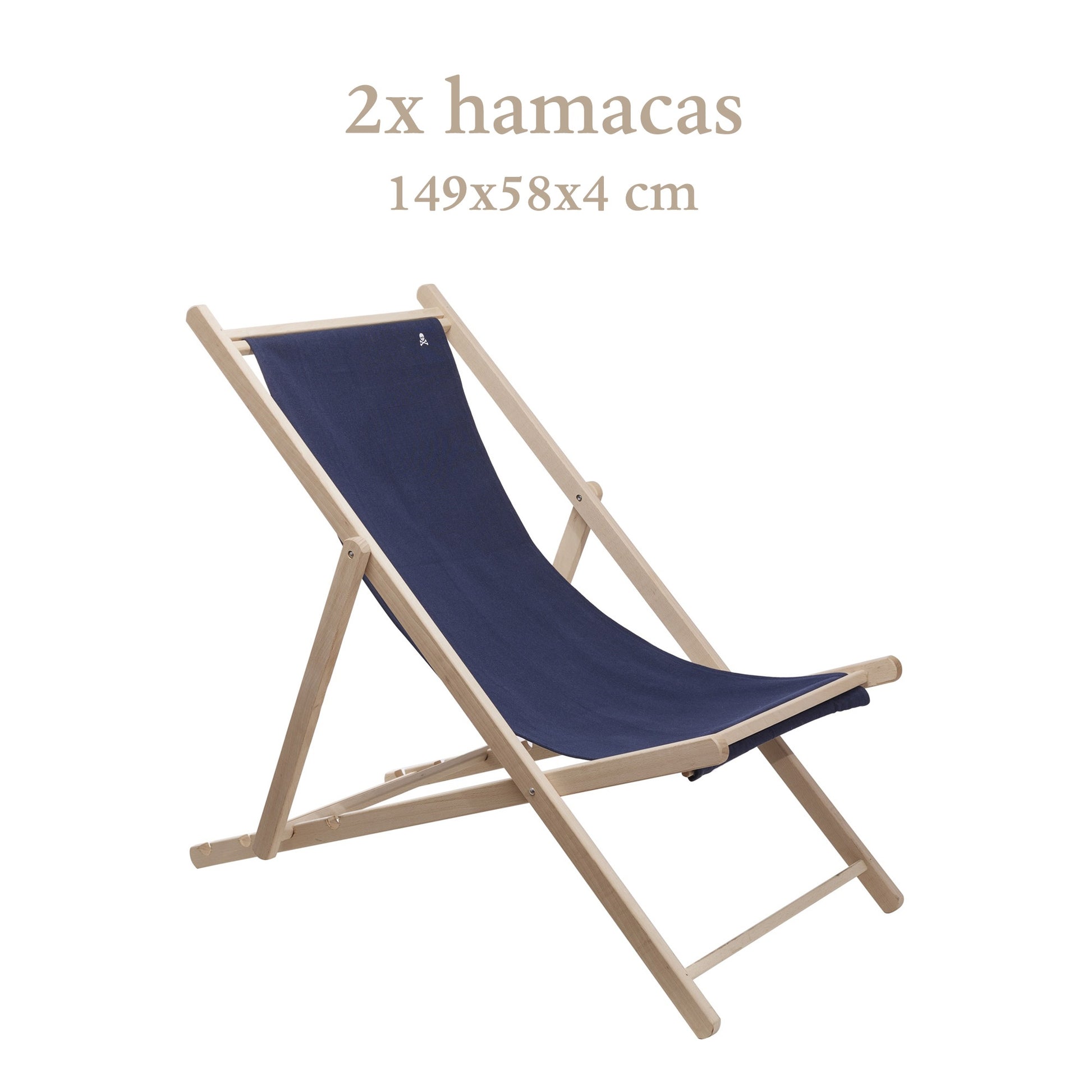 Set De 2 Hamacas Plegables De Madera De Haya, Azul Oscuro, Sin Brazos - Scalpers_1