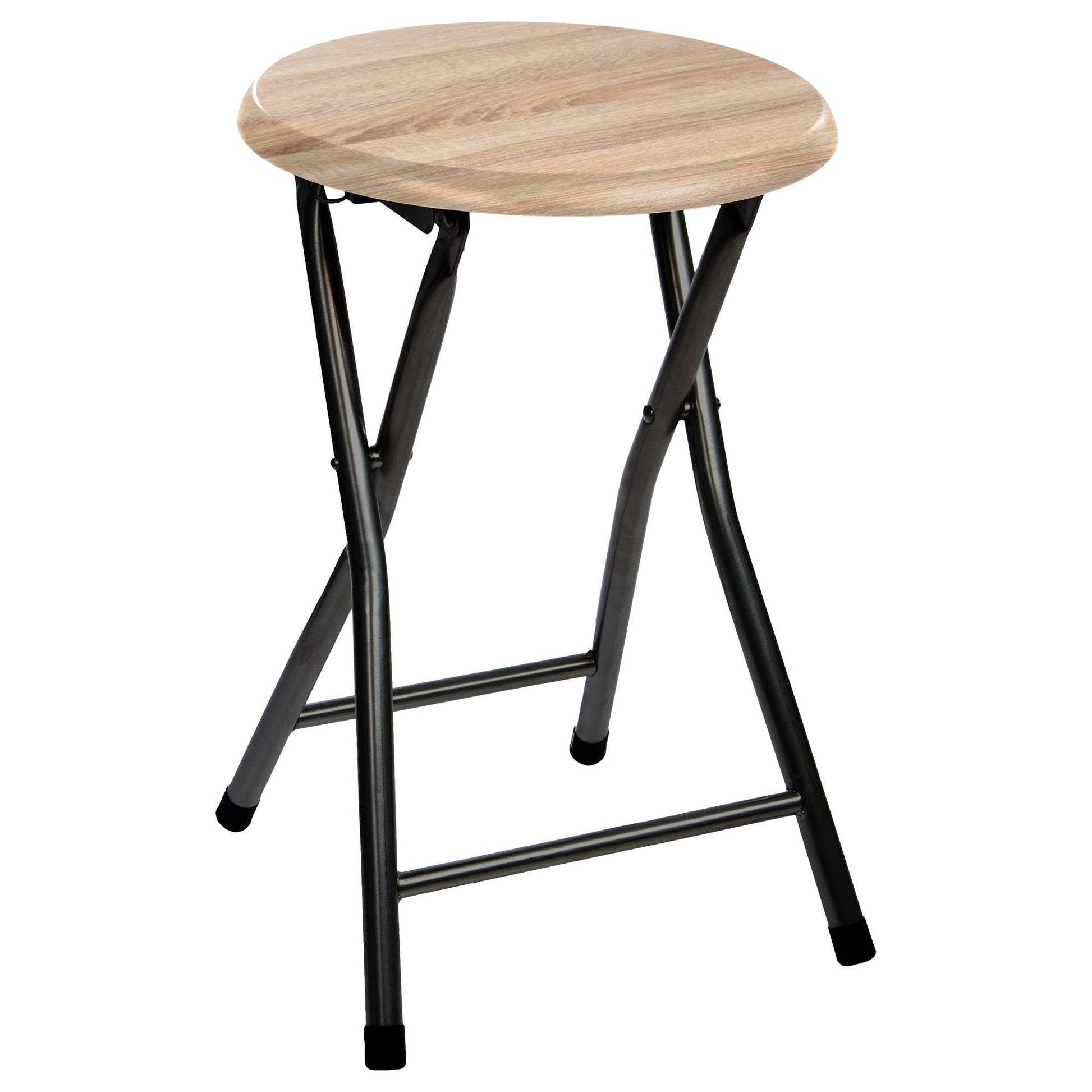 Well Home - Taburete Plegable En Panel De Madera Mdf Ø30x46,5cm_0
