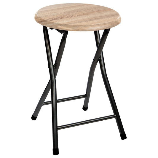 Well Home - Taburete Plegable En Panel De Madera Mdf Ø30x46,5cm_0
