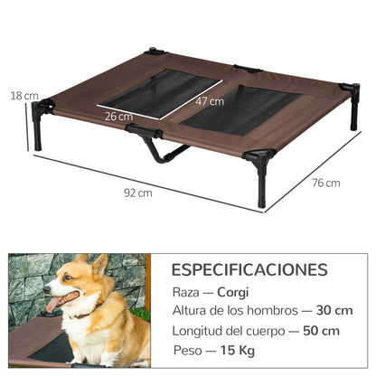 Pawhut Cama Elevada Para Perros Interior Y Exterior 92x76x18 Cm Café_2