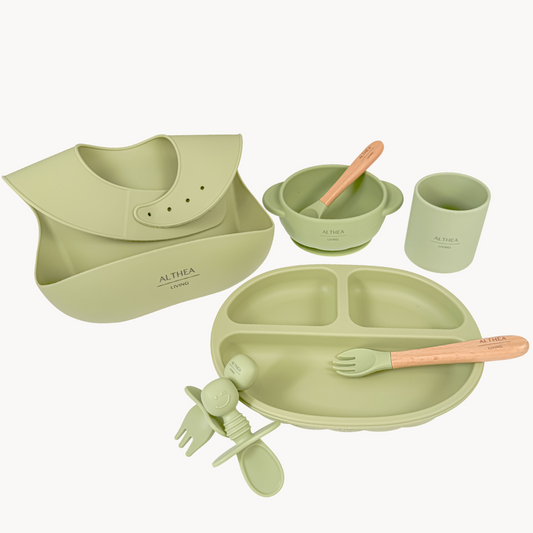 Vajilla De Silicona Orgánica - 8 Piezas - Verde Oliva._0