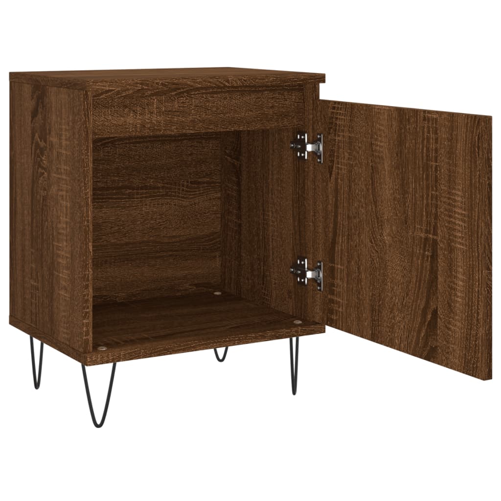 Mesita De Noche Madera De Ingeniería Roble Marrón 40x30x50 Cm_4