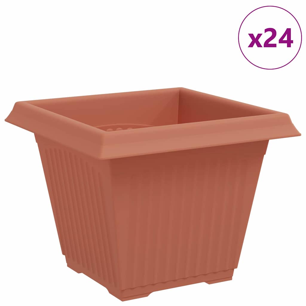 Maceta Cuadrada Para Flores 24 Uds. Rojo Ladrillo Plástico_0