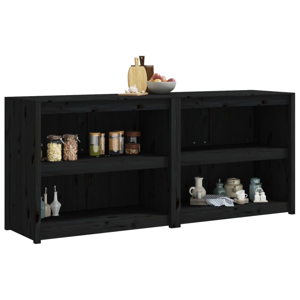 Muebles De Cocina De Exterior 2 Pzas Madera Maciza Pino Negro_2