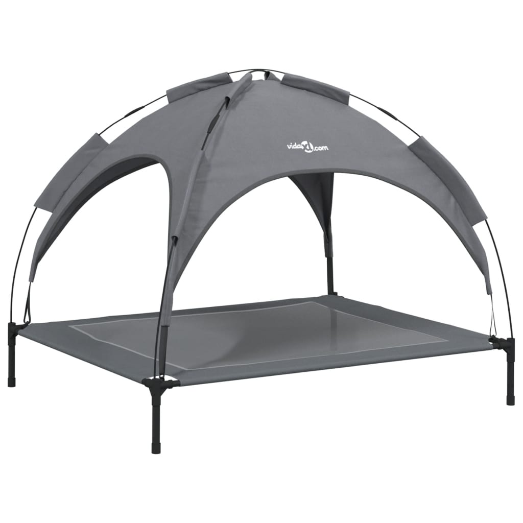 Cama Para Perros Con Dosel Antracita Tela Oxford Y Acero / Vetonek_5